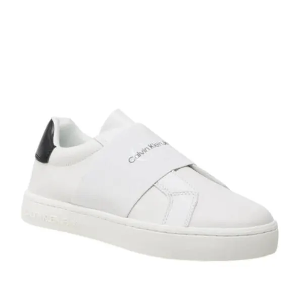 Calvin Klein - Γυναικεία Sneakers Casual Cupsole Elastic Lth YW0YW01021-OK4 Λευκό YW0YW01021-OK4
