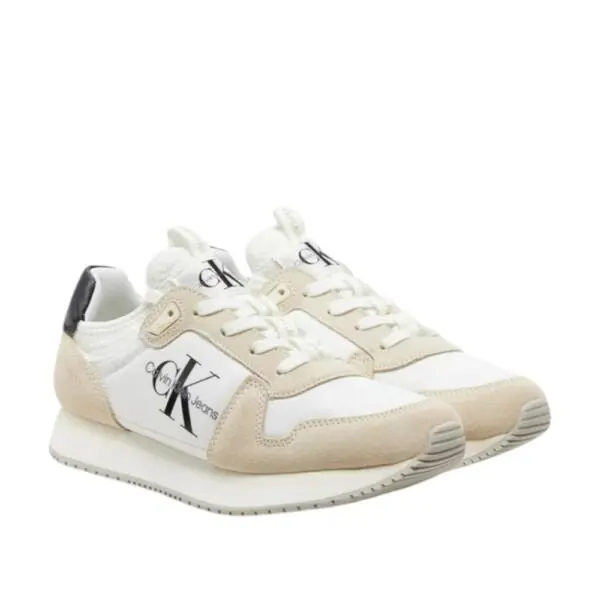 Calvin Klein - Γυναικεία Sneakers Runner Sock Laceup Ny-Lth Wn YW0YW00840-03A Λευκό YW0YW00840-03A