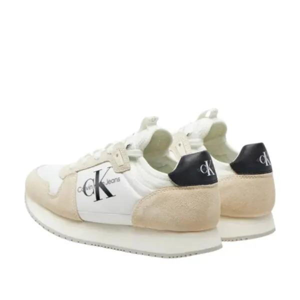 Calvin Klein - Γυναικεία Sneakers Runner Sock Laceup Ny-Lth Wn YW0YW00840-03A Λευκό YW0YW00840-03A