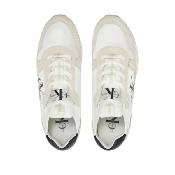 Calvin Klein - Γυναικεία Sneakers Runner Sock Laceup Ny-Lth Wn YW0YW00840-03A Λευκό YW0YW00840-03A