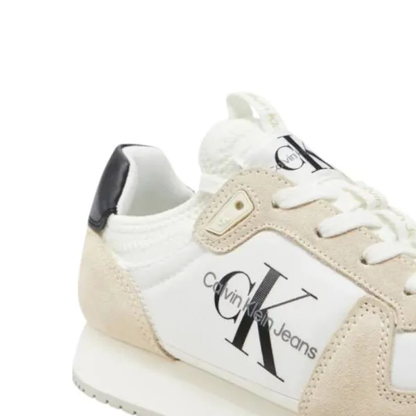 Calvin Klein - Γυναικεία Sneakers Runner Sock Laceup Ny-Lth Wn YW0YW00840-03A Λευκό YW0YW00840-03A