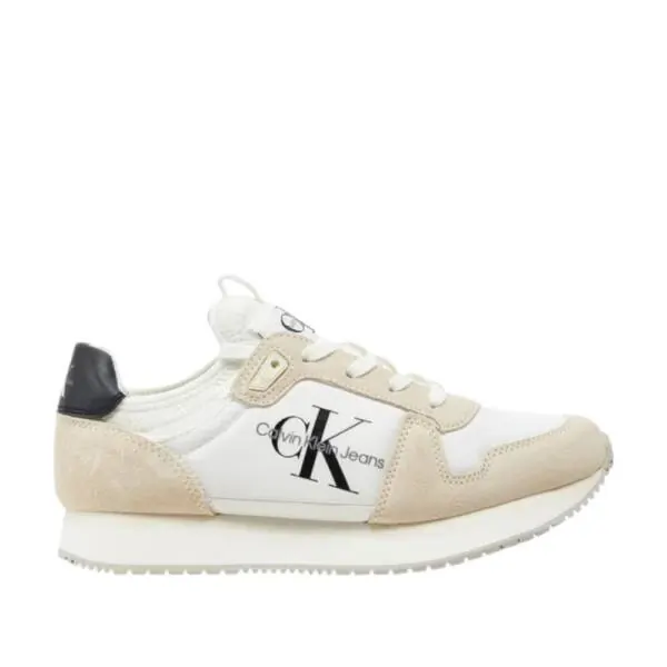 Calvin Klein - Γυναικεία Sneakers Runner Sock Laceup Ny-Lth Wn YW0YW00840-03A Λευκό