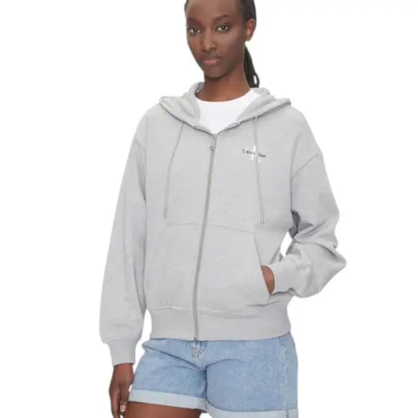 Calvin Klein - Γυναικεία Φούτερ Ζακέτα Monologo Regular Fit LV047B270G-P79 Γκρι