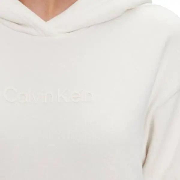 Calvin Klein - Γυναικείο Φούτερ Cotton Terry Logo Hoodie 00GWS3W300-YBI Λευκό 00GWS3W300-YBI