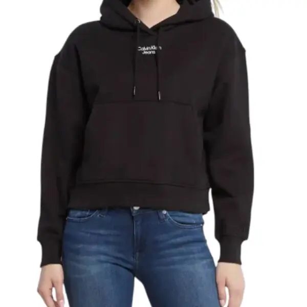 Calvin Klein - Γυναικείο Φούτερ Cropped Relaxed Fit J20J218048-BEH Μαύρο J20J218048-BEH