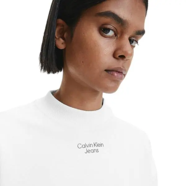 Calvin Klein - Γυναικείο Φούτερ Cropped Relaxed Fit J20J218174-YAF Λευκό J20J218174-YAF