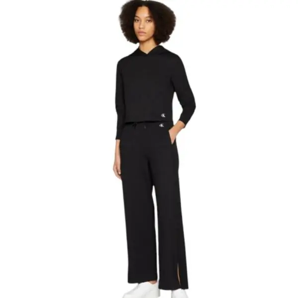 Calvin Klein - Γυναικείο Φούτερ Milano Rib Mixed Hoodie Relaxed Fit J20J219125-BEH Μαύρο J20J219125-BEH