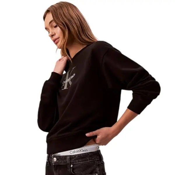 Calvin Klein - Γυναικείο Φούτερ Monologo Relaxed Fit LV047B234G-UB1 Μαύρο LV047B234G-UB1