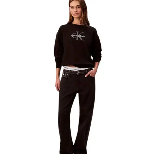 Calvin Klein - Γυναικείο Φούτερ Monologo Relaxed Fit LV047B234G-UB1 Μαύρο LV047B234G-UB1