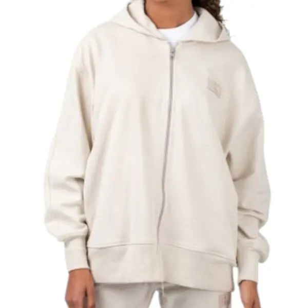 Calvin Klein - Γυναικείο Φούτερ Zip Detail Logo Regular Fit J20J219756-ACF Μπεζ J20J219756-ACF