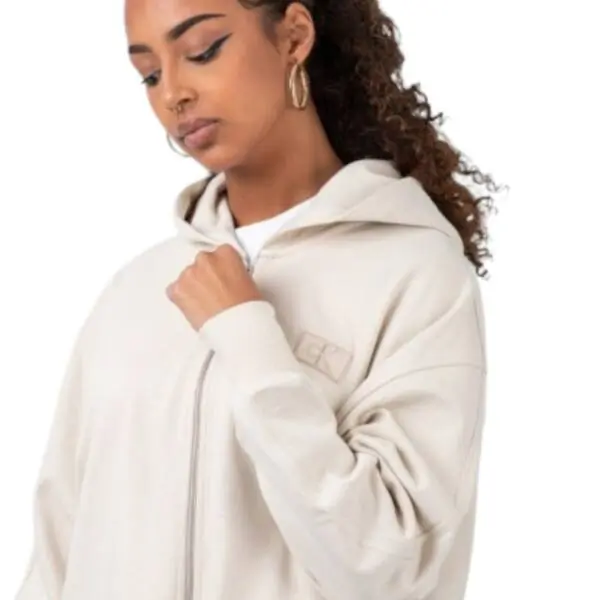 Calvin Klein - Γυναικείο Φούτερ Zip Detail Logo Regular Fit J20J219756-ACF Μπεζ J20J219756-ACF