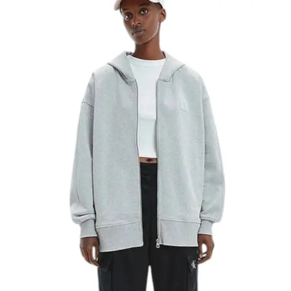 Calvin Klein - Γυναικείο Φούτερ Zip Detail Logo Regular Fit J20J219756-P01 Γκρι