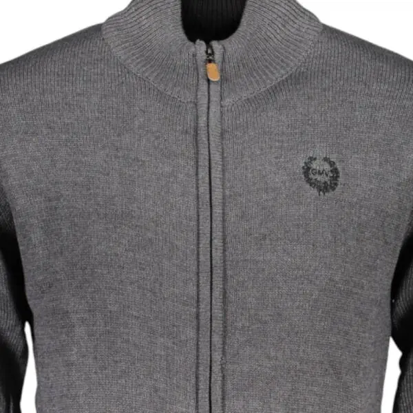 Gian Marco Venturi - Ανδρική Ζακέτα Πλεκτή με Φερμουάρ AU01528-FILIPPO-CHARCO Γκρι AU01528-FILIPPO-CHARCO