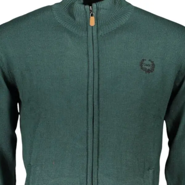 Gian Marco Venturi - Ανδρική Ζακέτα Πλεκτή με Φερμουάρ AU01528-FILIPPO-DARKFO Πράσινο AU01528-FILIPPO-DARKFO