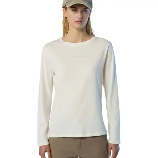 North Sails - Γυναικείο Μακρυμάνικο T-Shirt Raised logo 093566-000-012A Λευκό 093566-000-012A