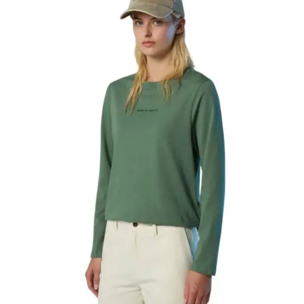North Sails - Γυναικείο Μακρυμάνικο T-Shirt Raised logo 093566-000-0483 Πράσινο 093566-000-0483