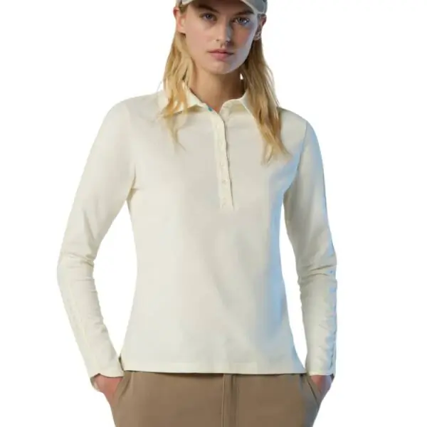 North Sails - Γυναικείο Μακρυμάνικο peachskin Polo 093583-000-012A Λευκό 093583-000-012A