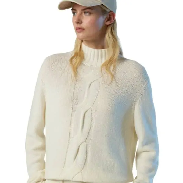 North Sails - Γυναικείο Πουλόβερ Mock-neck with maxi cable 095526-000-0105 Λευκό