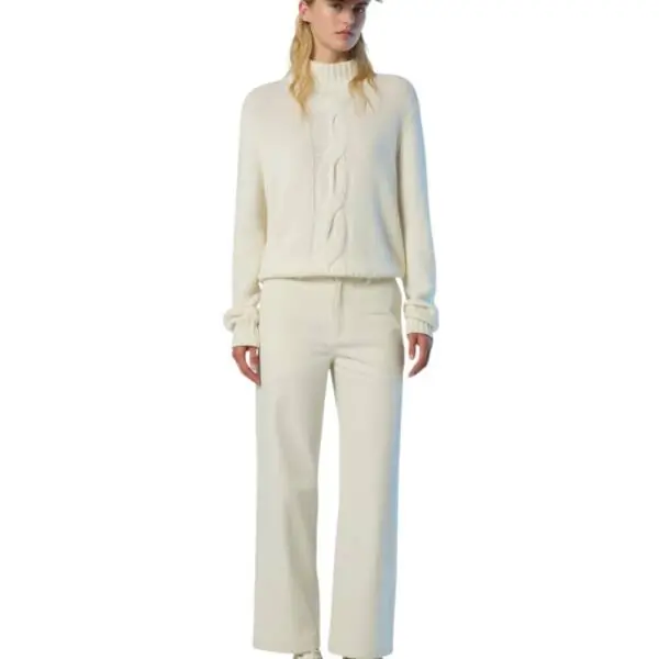 North Sails - Γυναικείο Πουλόβερ Mock-neck with maxi cable 095526-000-0105 Λευκό 095526-000-0105