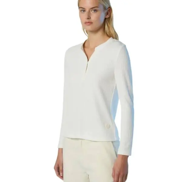 North Sails - Γυναικείο Πουλόβερ Ribbed jersey Henley top 093581-000-012A Λευκό 093581-000-012A