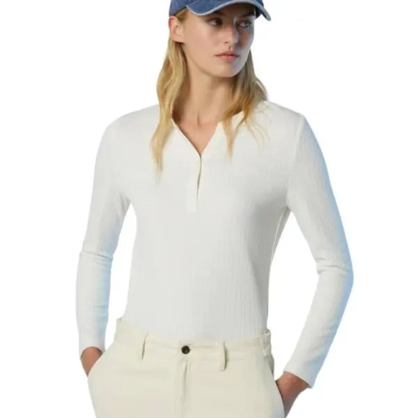 North Sails - Γυναικείο Πουλόβερ Ribbed jersey Henley top 093581-000-012A Λευκό