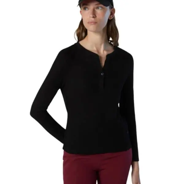 North Sails - Γυναικείο Πουλόβερ Ribbed jersey Henley top 093581-000-0937 Μαύρο 093581-000-0937