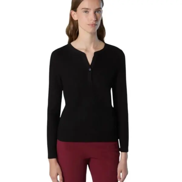 North Sails - Γυναικείο Πουλόβερ Ribbed jersey Henley top 093581-000-0937 Μαύρο