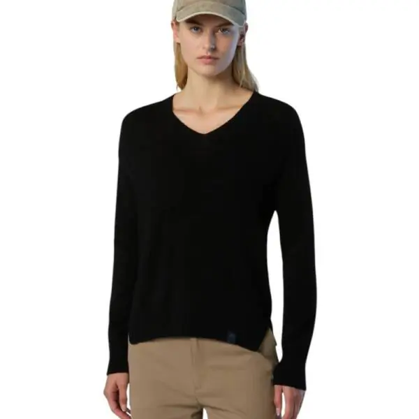 North Sails - Γυναικείο Πουλόβερ V-Neck Saddle Shoulder 095511-000-0999 Μαύρο