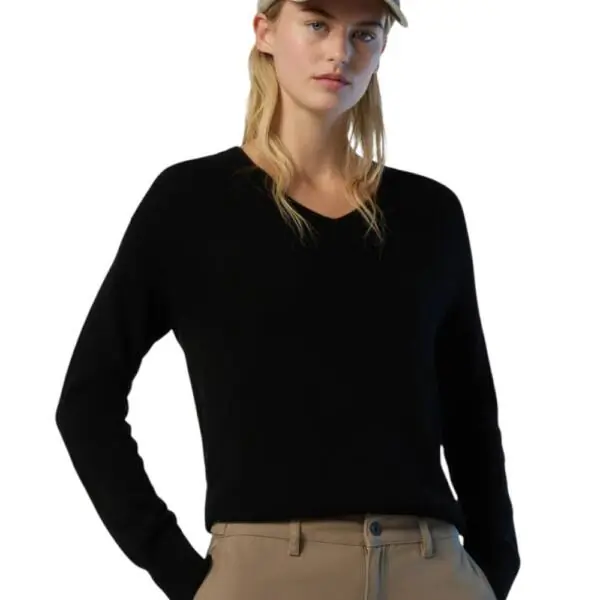 North Sails - Γυναικείο Πουλόβερ V-Neck Saddle Shoulder 095511-000-0999 Μαύρο 095511-000-0999