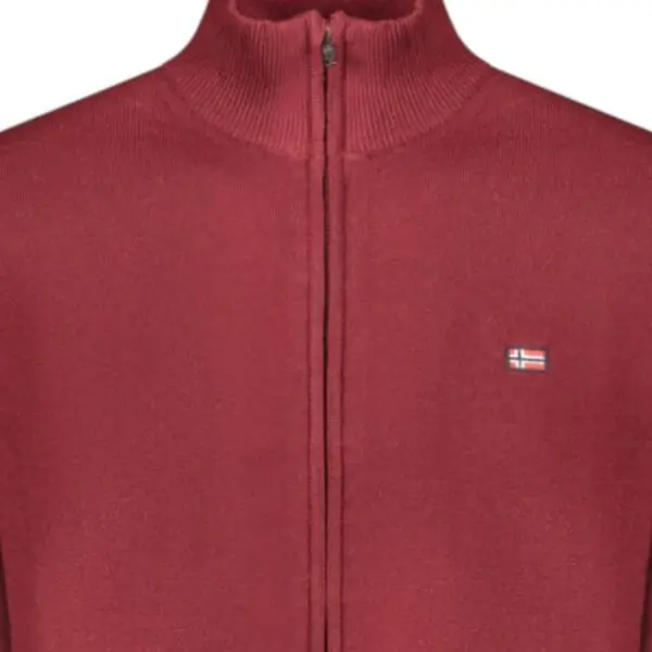 Scuola Nautica Italiana - Ανδρική Ζακέτα Πουλόβερ Με Φερμουάρ 843104-MERLOT Μπορντό 843104-MERLOT