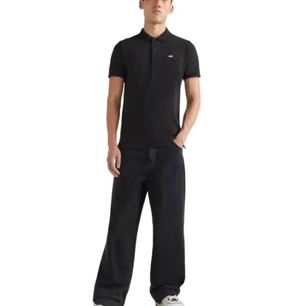 Tommy Hilfiger - Ανδρικό Κοντομάνικο Polo Placket Slim Fit DM0DM15370-BDS Μαύρο DM0DM15370-BDS