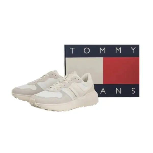 Tommy Hilfiger - Γυναικεία Sneakers Tjw Cleated Runner Suede Mix EN0EN02921-P06 Εκρού EN0EN02921-P06