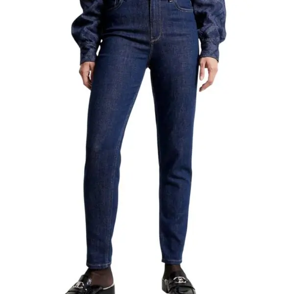 Tommy Hilfiger - Γυναικείο Jean Th Tapered Ψηλόμεσο Regular Fit WW0WW40287-1AP Μπλε Σκούρο