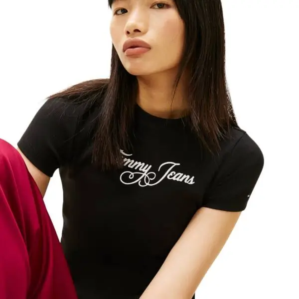 Tommy Hilfiger - Γυναικείο T-shirt Essential Slim Fit DW0DW21838-BDS Μαύρο DW0DW21838-BDS