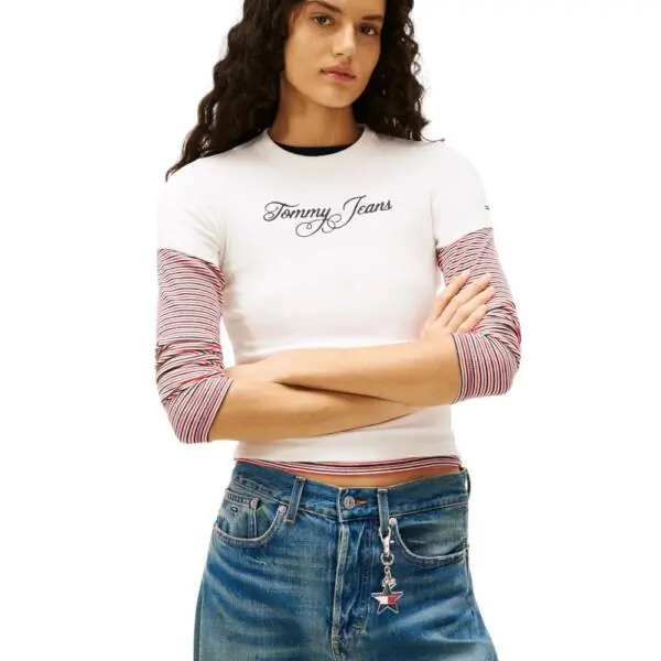 Tommy Hilfiger - Γυναικείο T-shirt Essential Slim Fit DW0DW21838-YBL Εκρού