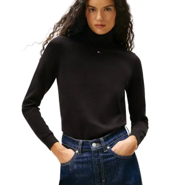 Tommy Hilfiger - Γυναικείο Πουλόβερ Ζιβάγκο Tjw Essential TRTLNK Slim Fit DW0DW21672-BDS Μαύρο