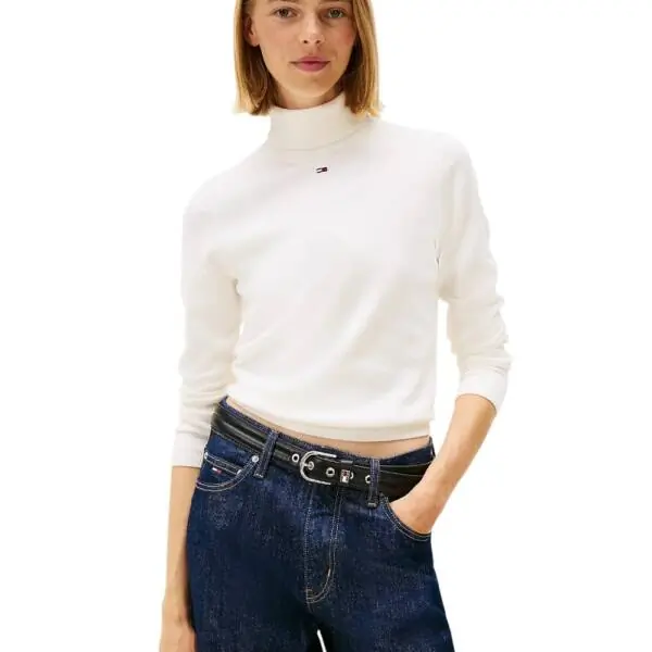 Tommy Hilfiger - Γυναικείο Πουλόβερ Ζιβάγκο Tjw Essential TRTLNK Slim Fit DW0DW21672-YBH Εκρού