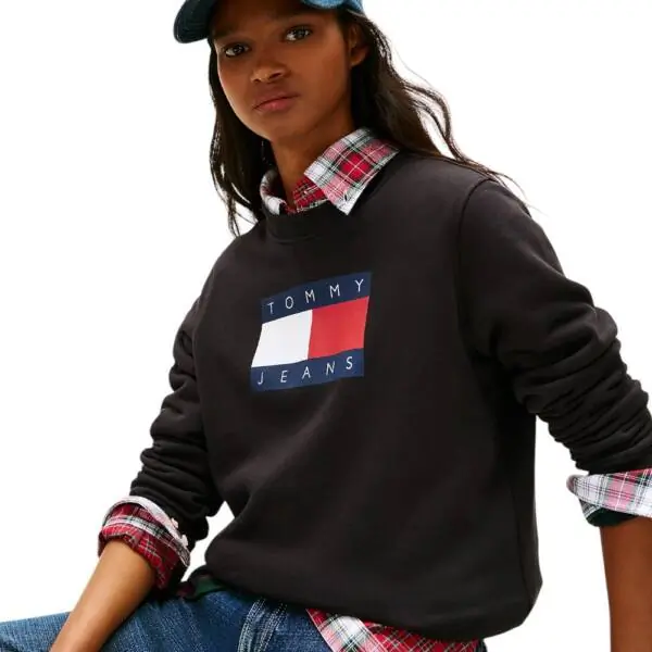 Tommy Hilfiger - Γυναικείο Φούτερ Tonal Flag Sweatshirt Regular Fit DW0DW22564-BDS Μαύρο DW0DW22564-BDS