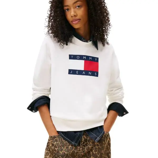 Tommy Hilfiger - Γυναικείο Φούτερ Tonal Flag Sweatshirt Regular Fit DW0DW22564-YBL Εκρού