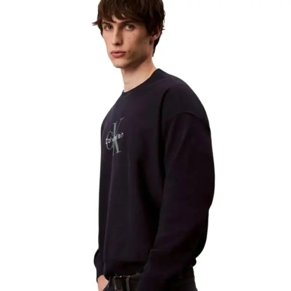 Calvin Klein - Ανδρικό Φούτερ Hoodie 350Terry Monologo Loose Fit LV04RD242G-CEF Μπλε Σκούρο LV04RD242G-CEF