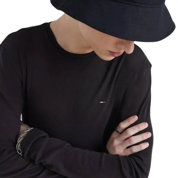 Tommy Hilfiger - Ανδρικό T-shirt Tjm Original Rib Longsleeve Slim Fit DM0DM04409-078 Μαύρο DM0DM04409-078