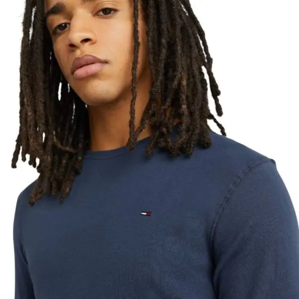Tommy Hilfiger - Ανδρικό T-shirt Tjm Original Rib Longsleeve Slim Fit DM0DM04409-002 Μπλε Σκούρο DM0DM04409-002
