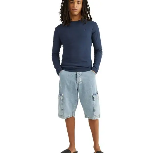 Tommy Hilfiger - Ανδρικό T-shirt Tjm Original Rib Longsleeve Slim Fit DM0DM04409-002 Μπλε Σκούρο DM0DM04409-002