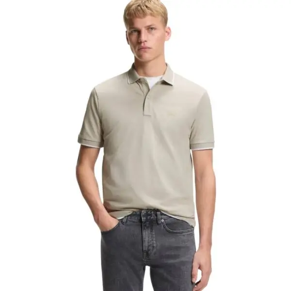 Boss - Ανδρικό Polo T-shirt Passertrip Slim Fit 50507699-070 Μπεζ