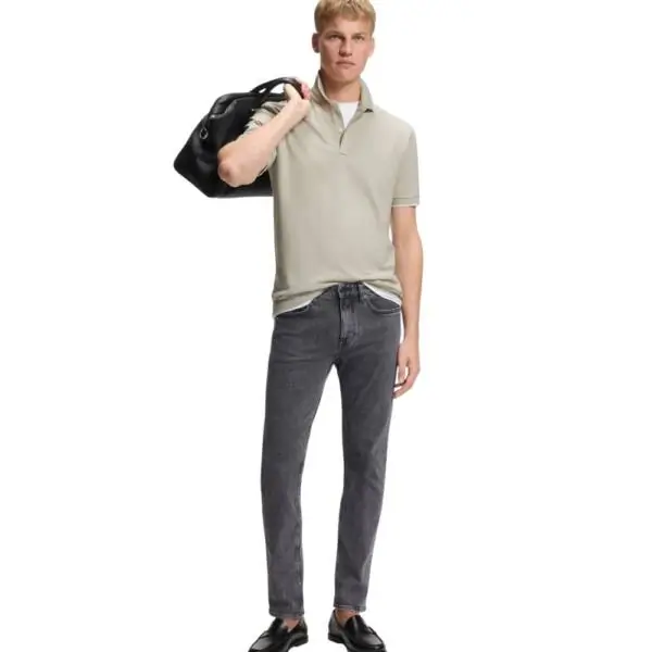 Boss - Ανδρικό Polo T-shirt Passertrip Slim Fit 50507699-070 Μπεζ 50507699-070