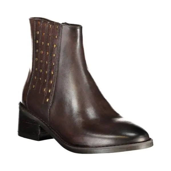 CafeNoir - Γυναικεία Δερμάτινα Μποτάκια με Τρουκς ED1001-012 Καφέ ED1001-012