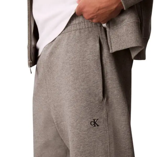 Calvin Klein - Ανδρικό Παντελόνι Φόρμας Eu 350Terry Monogram Regular Fit LV04RD241G-P7E Γκρι LV04RD241G-P7E