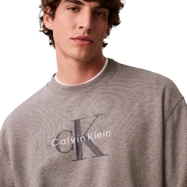 Calvin Klein - Ανδρικό Φούτερ Hoodie 350Terry Monologo Loose Fit LV04RD242G-P7E Γκρι LV04RD242G-P7E