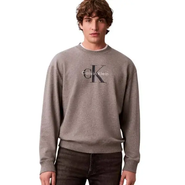 Calvin Klein - Ανδρικό Φούτερ Hoodie 350Terry Monologo Loose Fit LV04RD242G-P7E Γκρι
