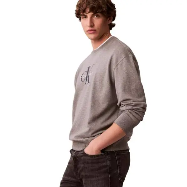 Calvin Klein - Ανδρικό Φούτερ Hoodie 350Terry Monologo Loose Fit LV04RD242G-P7E Γκρι LV04RD242G-P7E